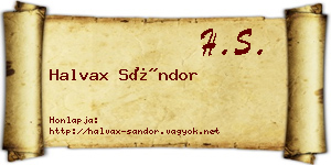 Halvax Sándor névjegykártya